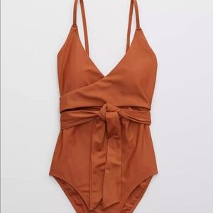 Aerie one piece full coverage wrap swimsuit